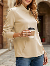 Stand collar long sleeve pullover sweatshirt